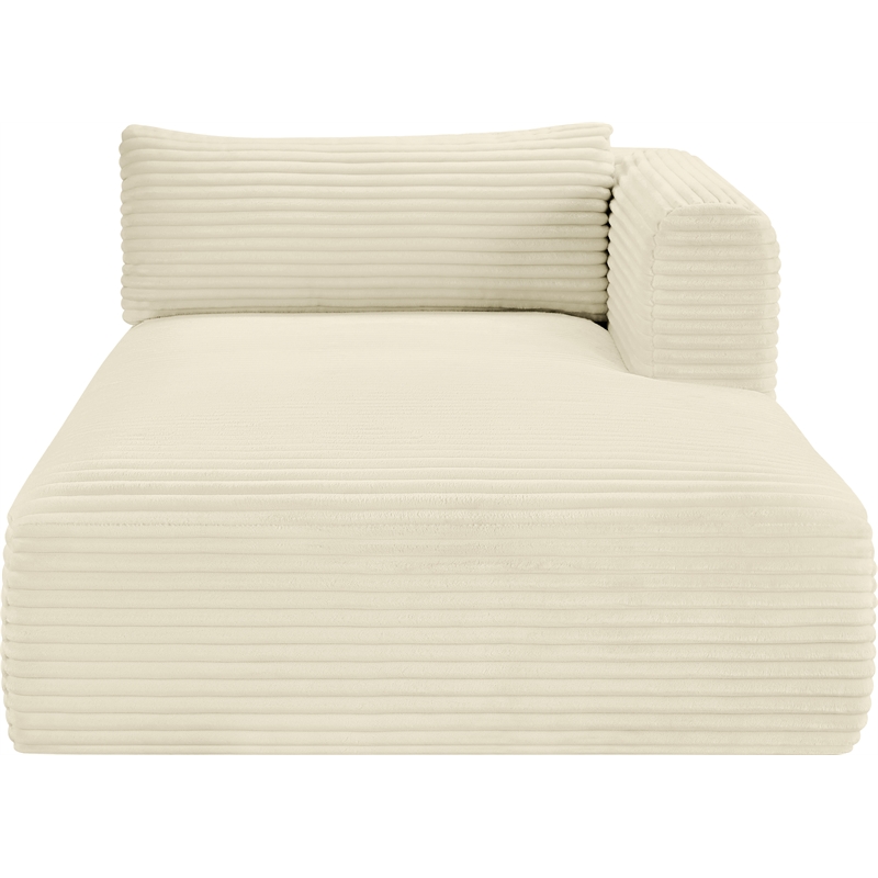 Meridian Furniture Shaggy Cream Corduroy Performance Fabric Chaise