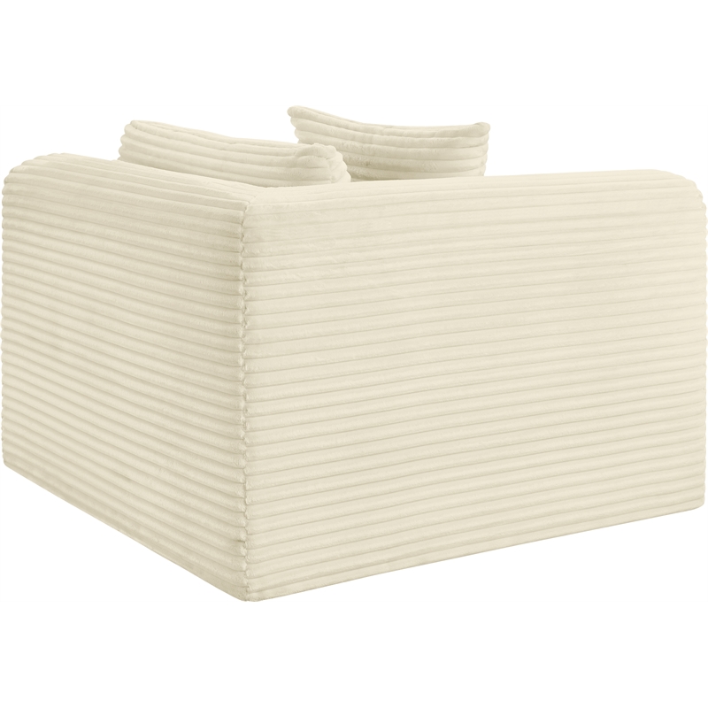 Meridian Furniture Shaggy Cream Corduroy Performance Fabric Corner Chair