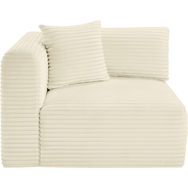 Meridian Furniture Shaggy Cream Corduroy Performance Fabric Corner Chair