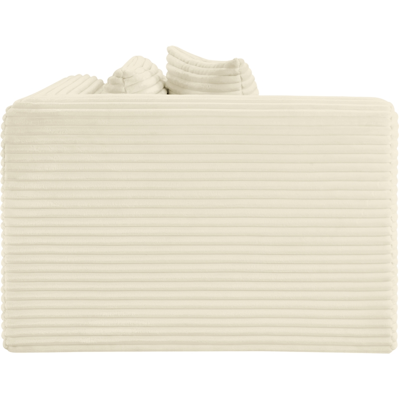 Meridian Furniture Shaggy Cream Corduroy Performance Fabric Corner Chair