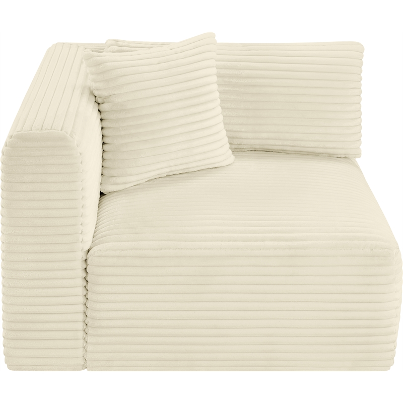Meridian Furniture Shaggy Cream Corduroy Performance Fabric Corner Chair