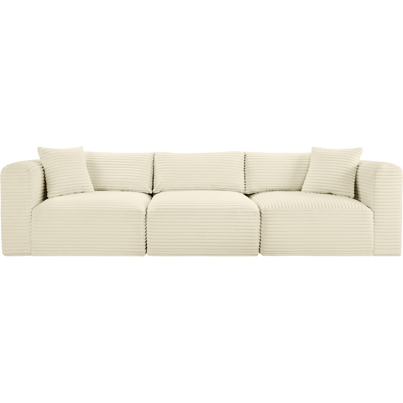 Meridian Furniture 3-Piece Cream Corduroy Performance Fabric Modular Sofa