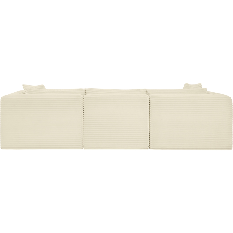 Meridian Furniture 3-Piece Cream Corduroy Performance Fabric Modular Sofa