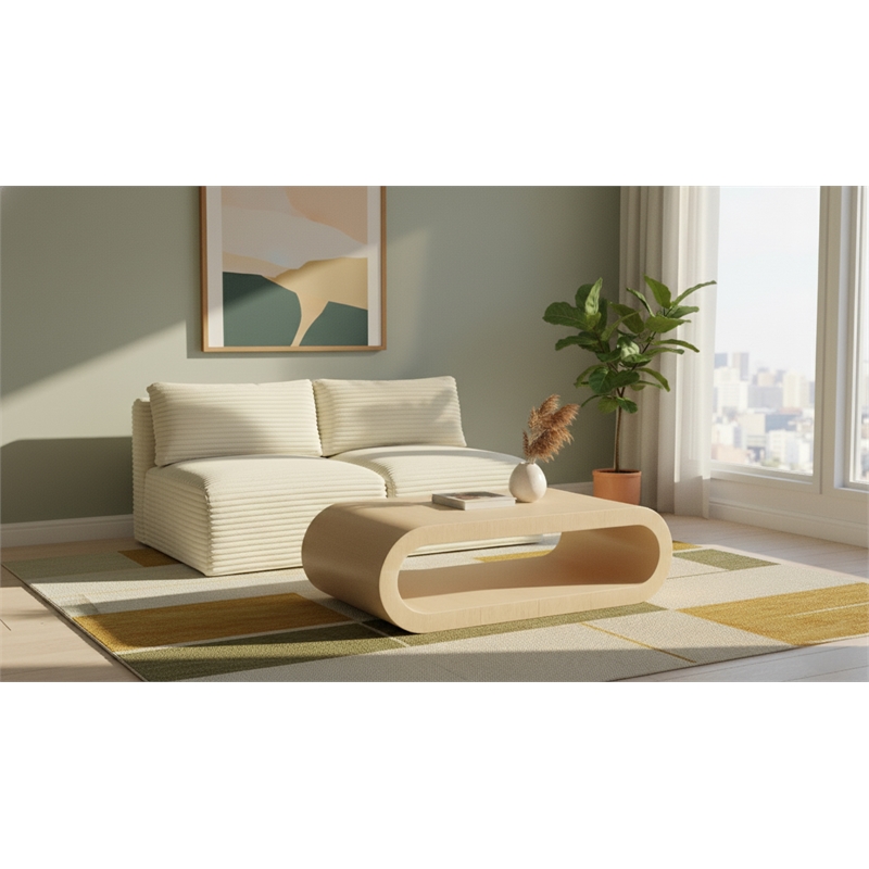 Meridian Furniture 2-Piece Cream Corduroy Performance Fabric Modular Sofa
