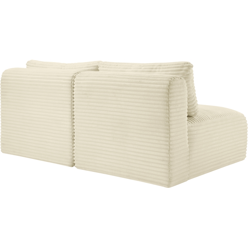 Meridian Furniture 2-Piece Cream Corduroy Performance Fabric Modular Sofa
