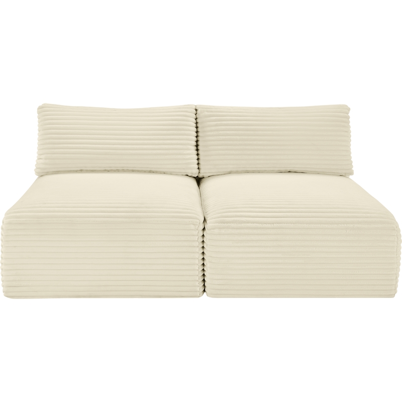 Meridian Furniture 2-Piece Cream Corduroy Performance Fabric Modular Sofa