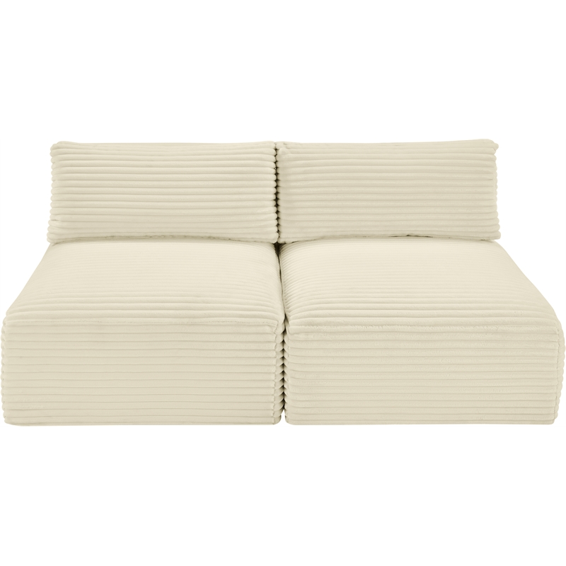 Meridian Furniture 2-Piece Cream Corduroy Performance Fabric Modular Sofa