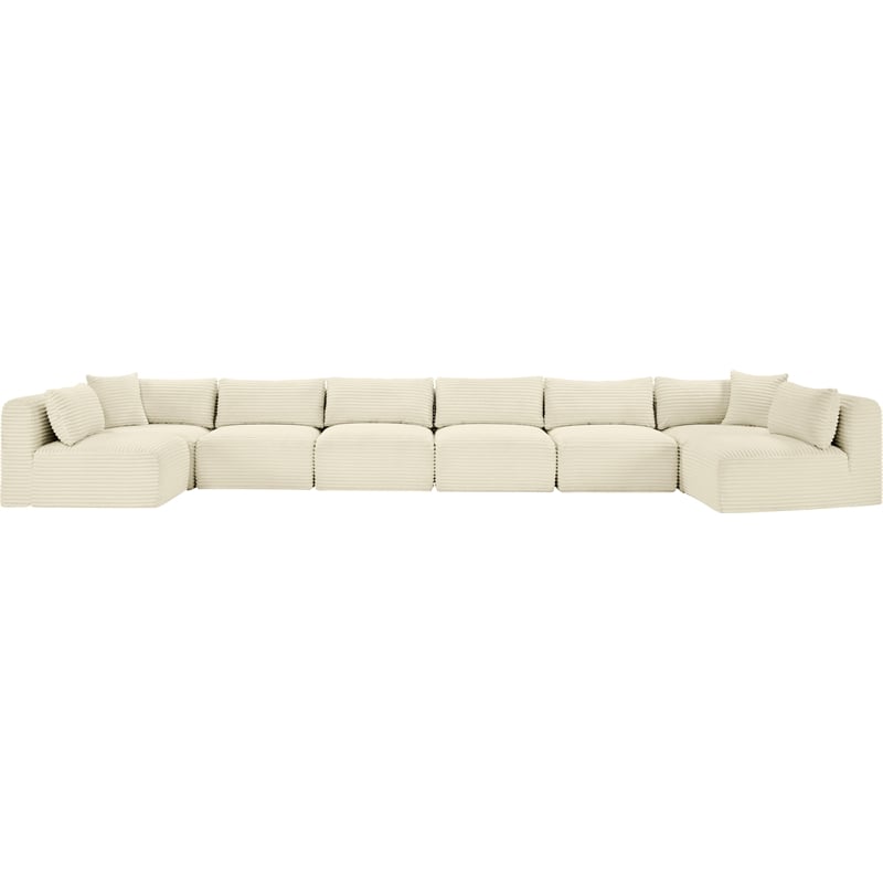 Meridian Furniture 8-Piece Cream Corduroy Performance Fabric Modular Sectional
