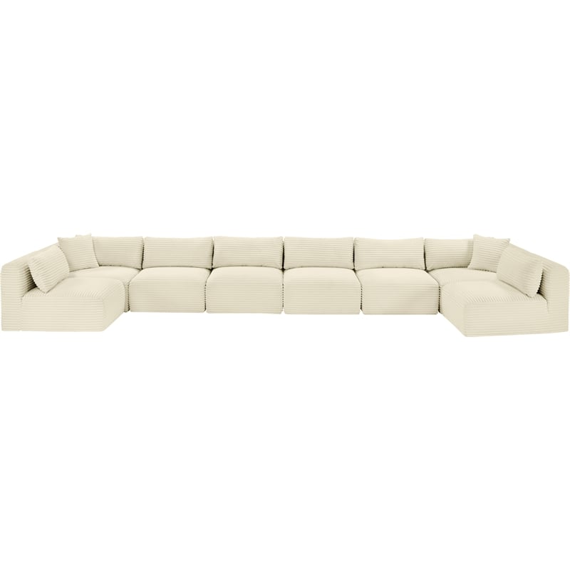 Meridian Furniture 8-Piece Cream Corduroy Performance Fabric Modular Sectional