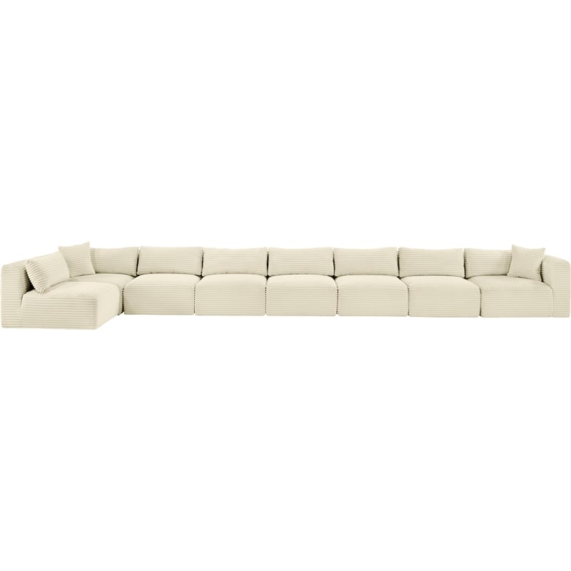 Meridian Furniture 8-Piece Cream Corduroy Performance Fabric Modular Sectional