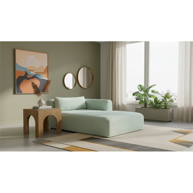 Meridian Furniture Shaggy Mint Corduroy Performance Fabric Chaise
