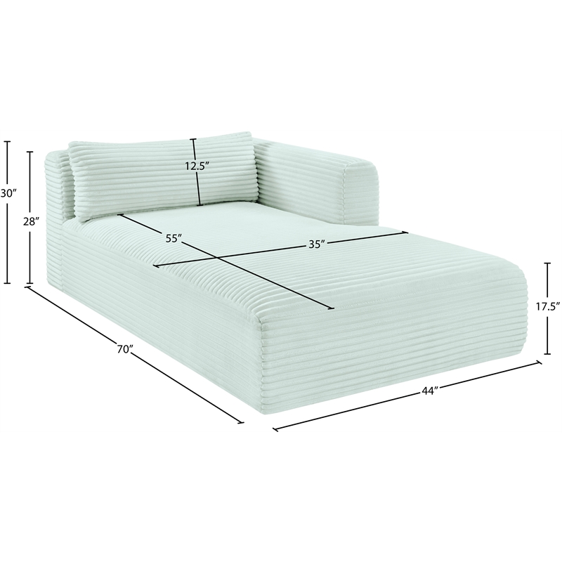 Meridian Furniture Shaggy Mint Corduroy Performance Fabric Chaise