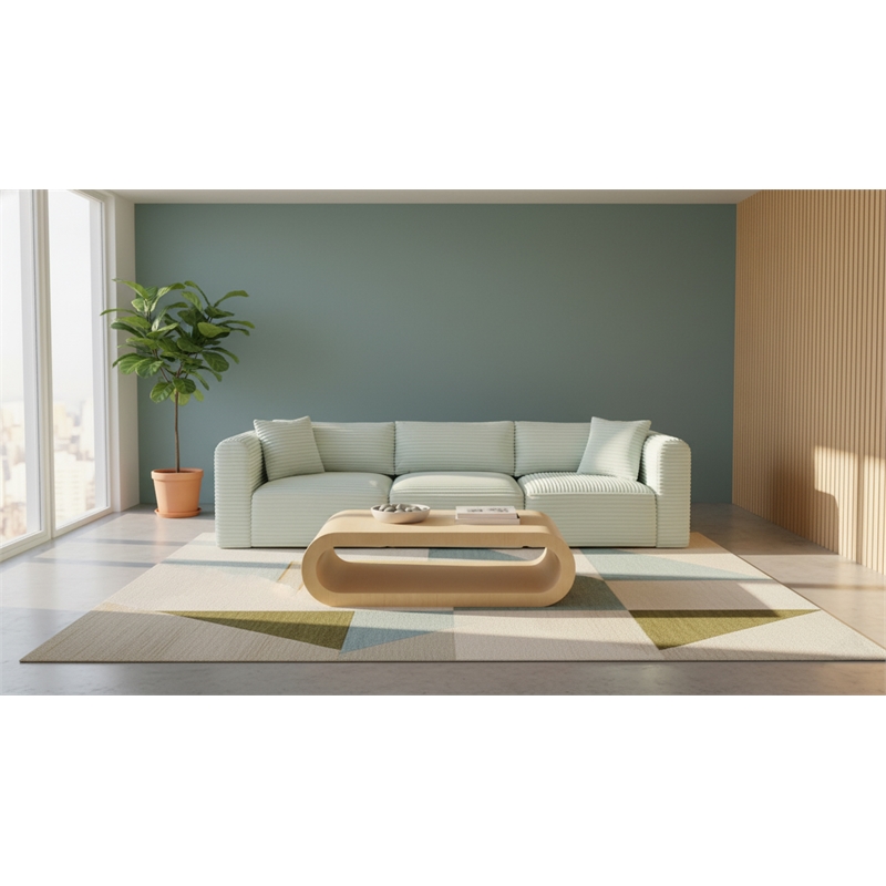 Meridian Furniture 3-Piece Mint Corduroy Performance Fabric Modular Sofa