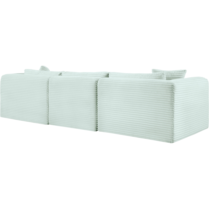 Meridian Furniture 3-Piece Mint Corduroy Performance Fabric Modular Sofa