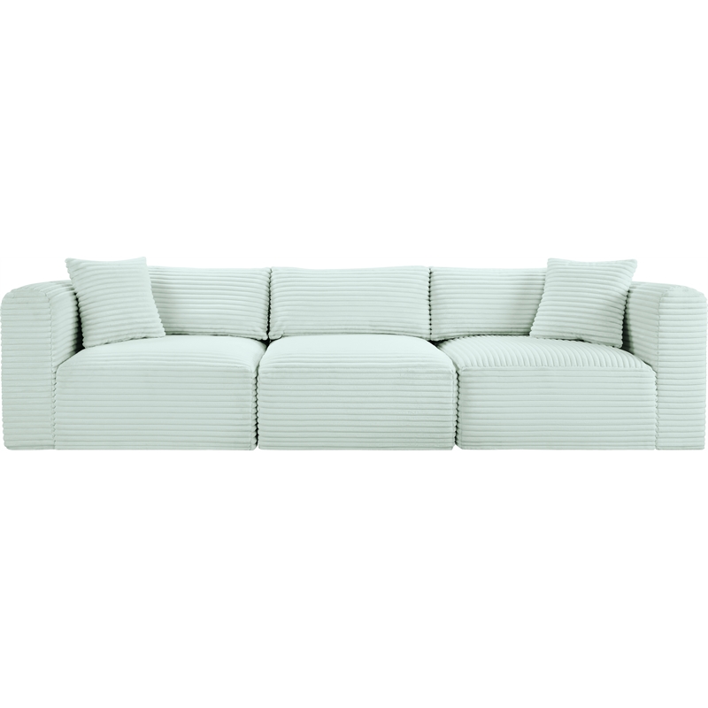 Meridian Furniture 3-Piece Mint Corduroy Performance Fabric Modular Sofa
