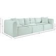 Meridian Furniture 3-Piece Mint Corduroy Performance Fabric Modular Sofa