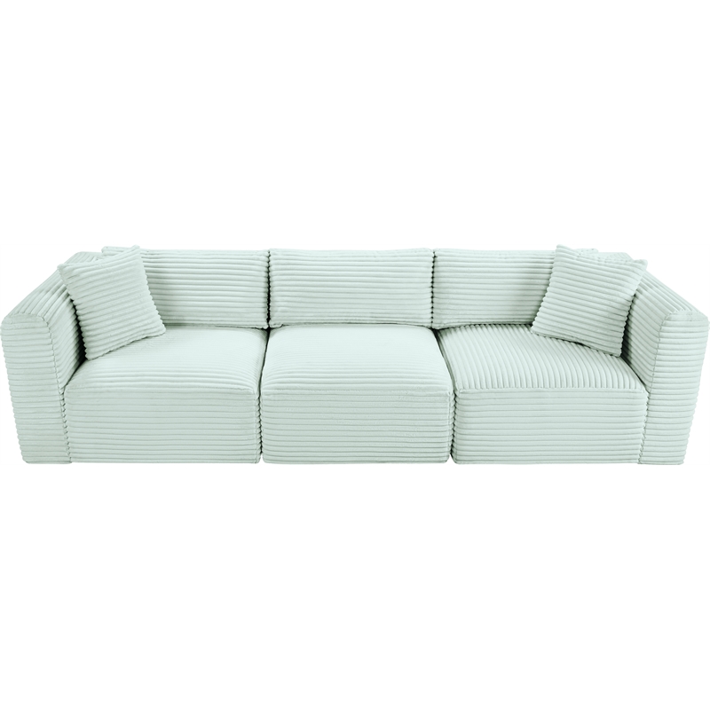 Meridian Furniture 3-Piece Mint Corduroy Performance Fabric Modular Sofa