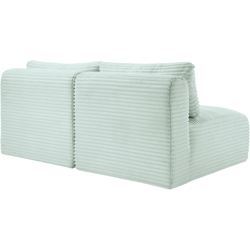 meridian furniture 2-piece mint corduroy performance fabric modular sofa