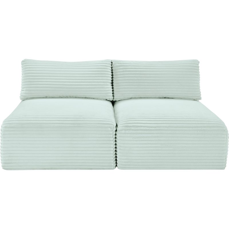 meridian furniture 2-piece mint corduroy performance fabric modular sofa
