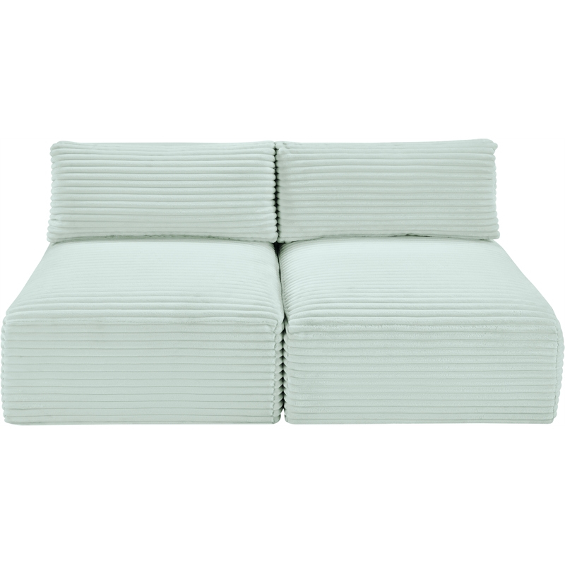 meridian furniture 2-piece mint corduroy performance fabric modular sofa