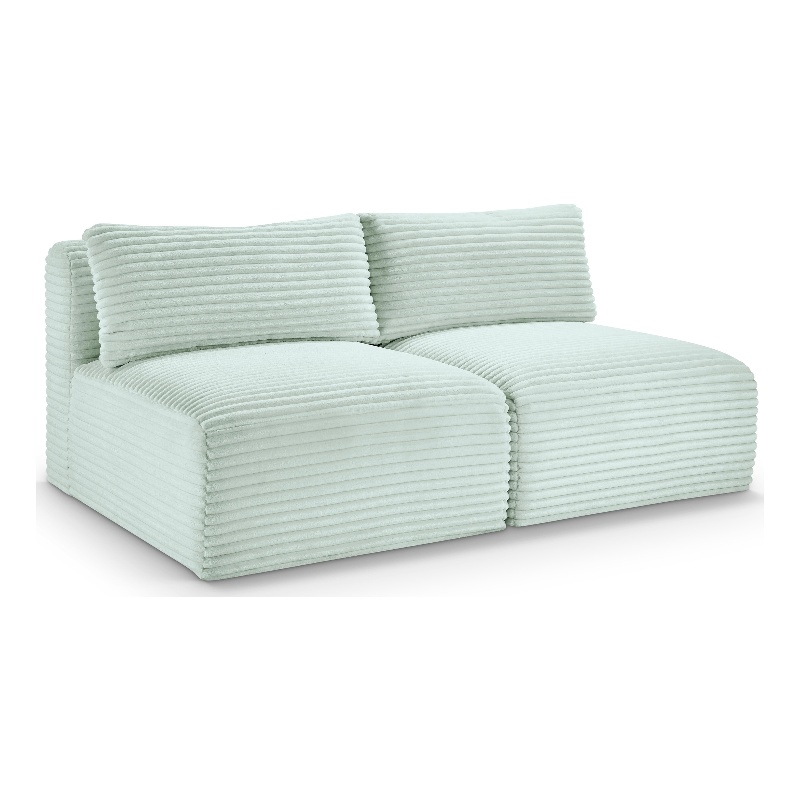 meridian furniture 2-piece mint corduroy performance fabric modular sofa
