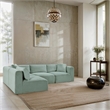 Meridian Furniture 4-Piece Mint Corduroy Performance Fabric Modular Sectional