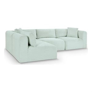 Meridian Furniture 4-Piece Mint Corduroy Performance Fabric Modular Sectional