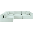 Meridian Furniture 4-Piece Mint Corduroy Performance Fabric Modular Sectional