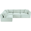 Meridian Furniture 4-Piece Mint Corduroy Performance Fabric Modular Sectional