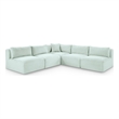 Meridian Furniture 5-Piece Mint Corduroy Performance Fabric Modular Sectional
