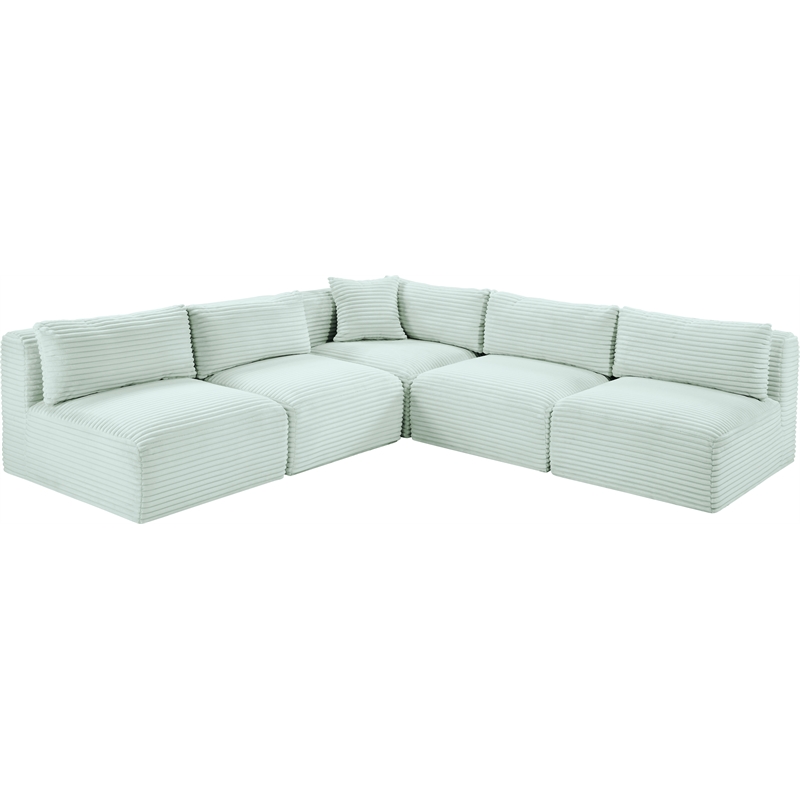 Meridian Furniture 5-Piece Mint Corduroy Performance Fabric Modular Sectional