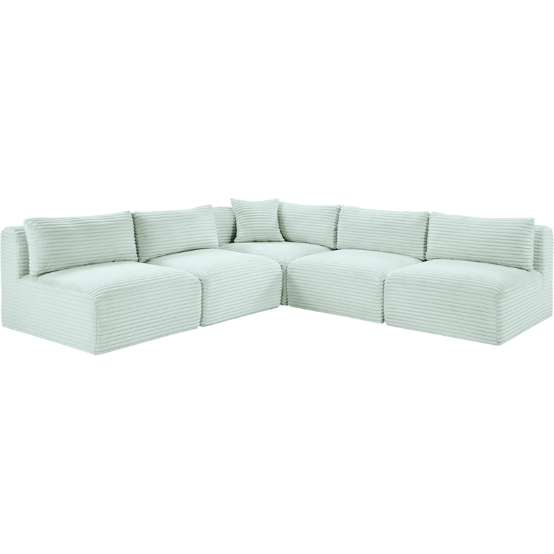 Meridian Furniture 5-Piece Mint Corduroy Performance Fabric Modular Sectional