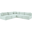 Meridian Furniture 5-Piece Mint Corduroy Performance Fabric Modular Sectional