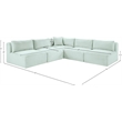 Meridian Furniture 5-Piece Mint Corduroy Performance Fabric Modular Sectional