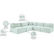 Meridian Furniture 5-Piece Mint Corduroy Performance Fabric Modular Sectional