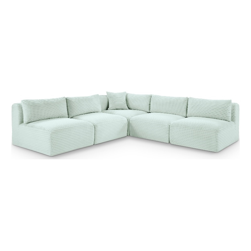 Meridian Furniture 5-Piece Mint Corduroy Performance Fabric Modular Sectional