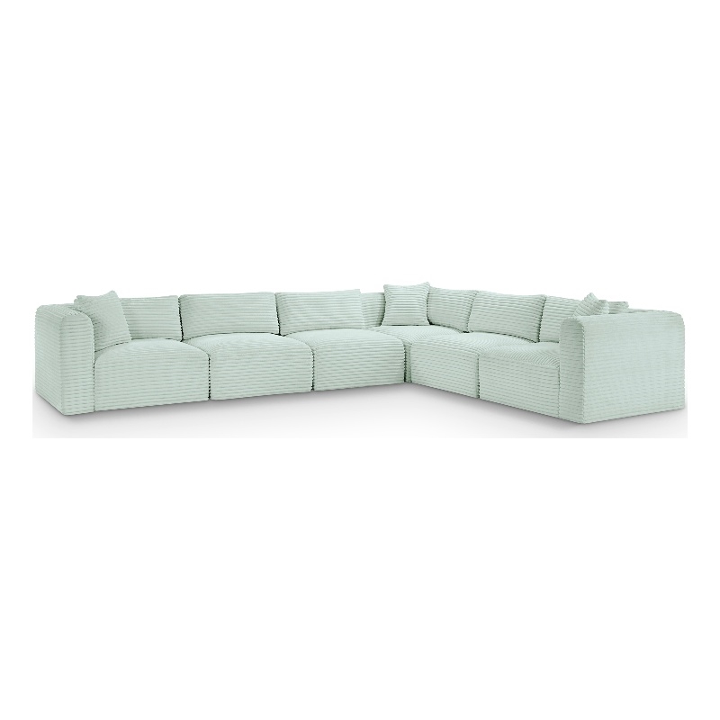 Meridian Furniture 6-Piece Mint Corduroy Performance Fabric Modular Sectional
