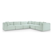 Meridian Furniture 6-Piece Mint Corduroy Performance Fabric Modular Sectional
