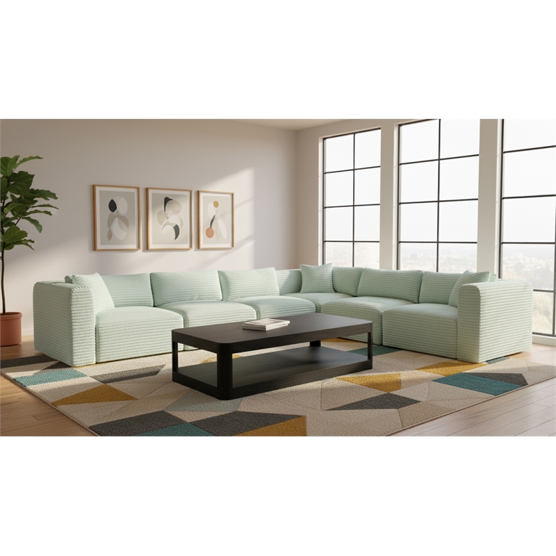 Meridian Furniture 6-Piece Mint Corduroy Performance Fabric Modular Sectional