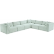 Meridian Furniture 6-Piece Mint Corduroy Performance Fabric Modular Sectional
