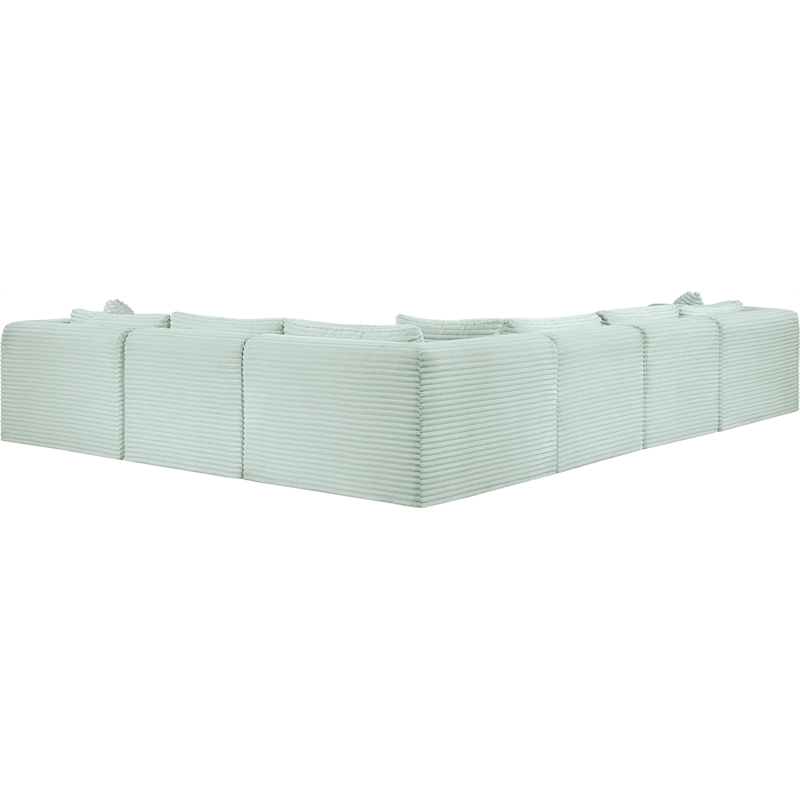Meridian Furniture 6-Piece Mint Corduroy Performance Fabric Modular Sectional