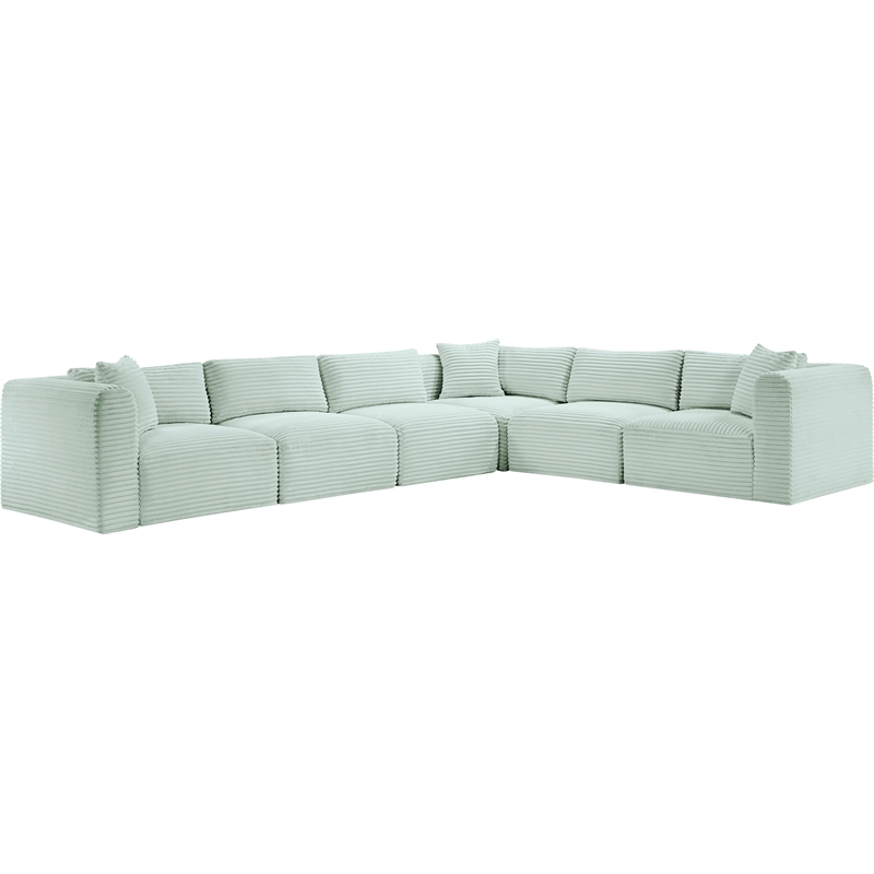 Meridian Furniture 6-Piece Mint Corduroy Performance Fabric Modular Sectional