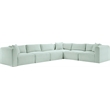 Meridian Furniture 6-Piece Mint Corduroy Performance Fabric Modular Sectional