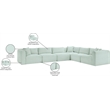 Meridian Furniture 6-Piece Mint Corduroy Performance Fabric Modular Sectional