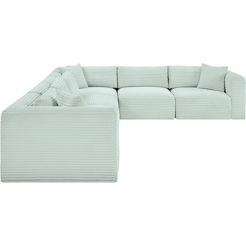 Meridian Furniture 6-Piece Mint Corduroy Performance Fabric Modular Sectional