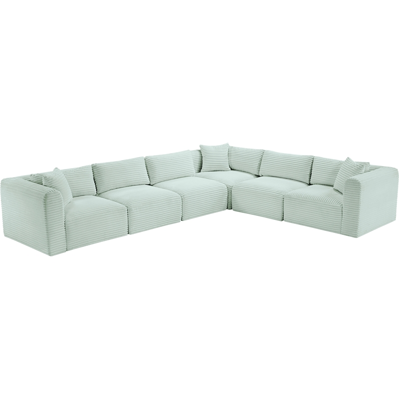 Meridian Furniture 6-Piece Mint Corduroy Performance Fabric Modular Sectional