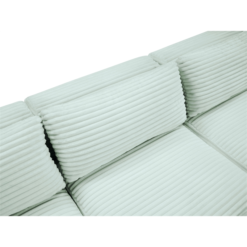Meridian Furniture 6-Piece Mint Corduroy Performance Fabric Modular Sectional
