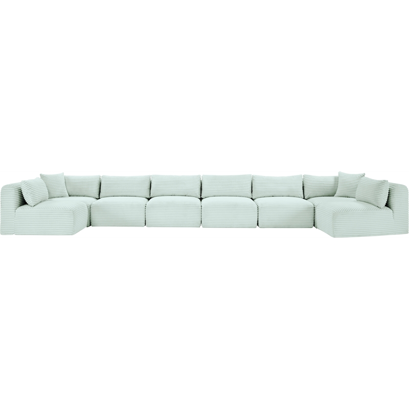 Meridian Furniture 8-Piece Mint Corduroy Performance Fabric Modular Sectional
