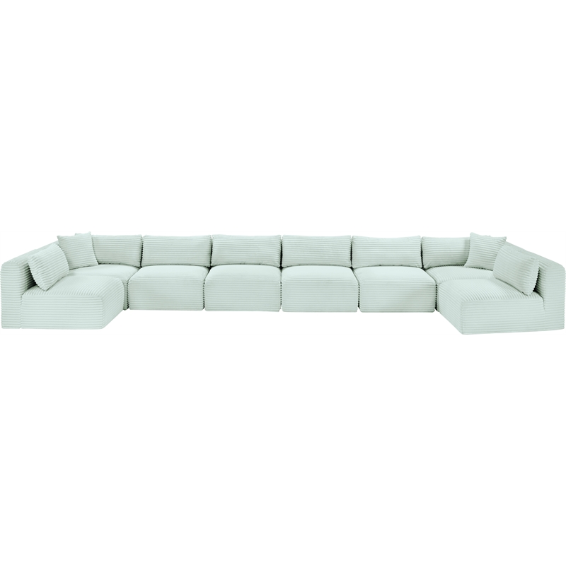 Meridian Furniture 8-Piece Mint Corduroy Performance Fabric Modular Sectional