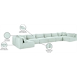 Meridian Furniture 8-Piece Mint Corduroy Performance Fabric Modular Sectional